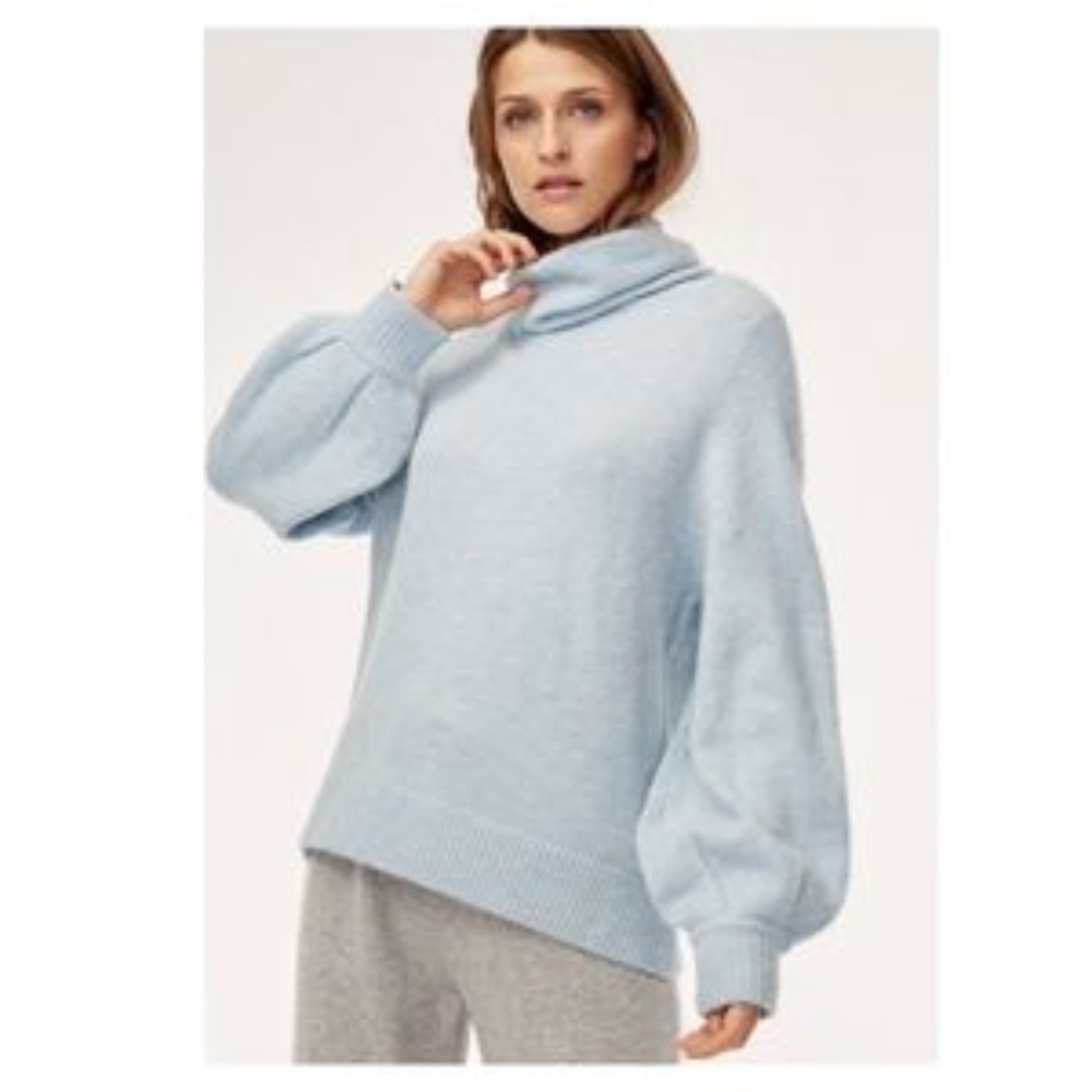 THE GROUP BABATON Adichie Pale Sky Blue Alpaca Blend Fluffy Turtleneck S
